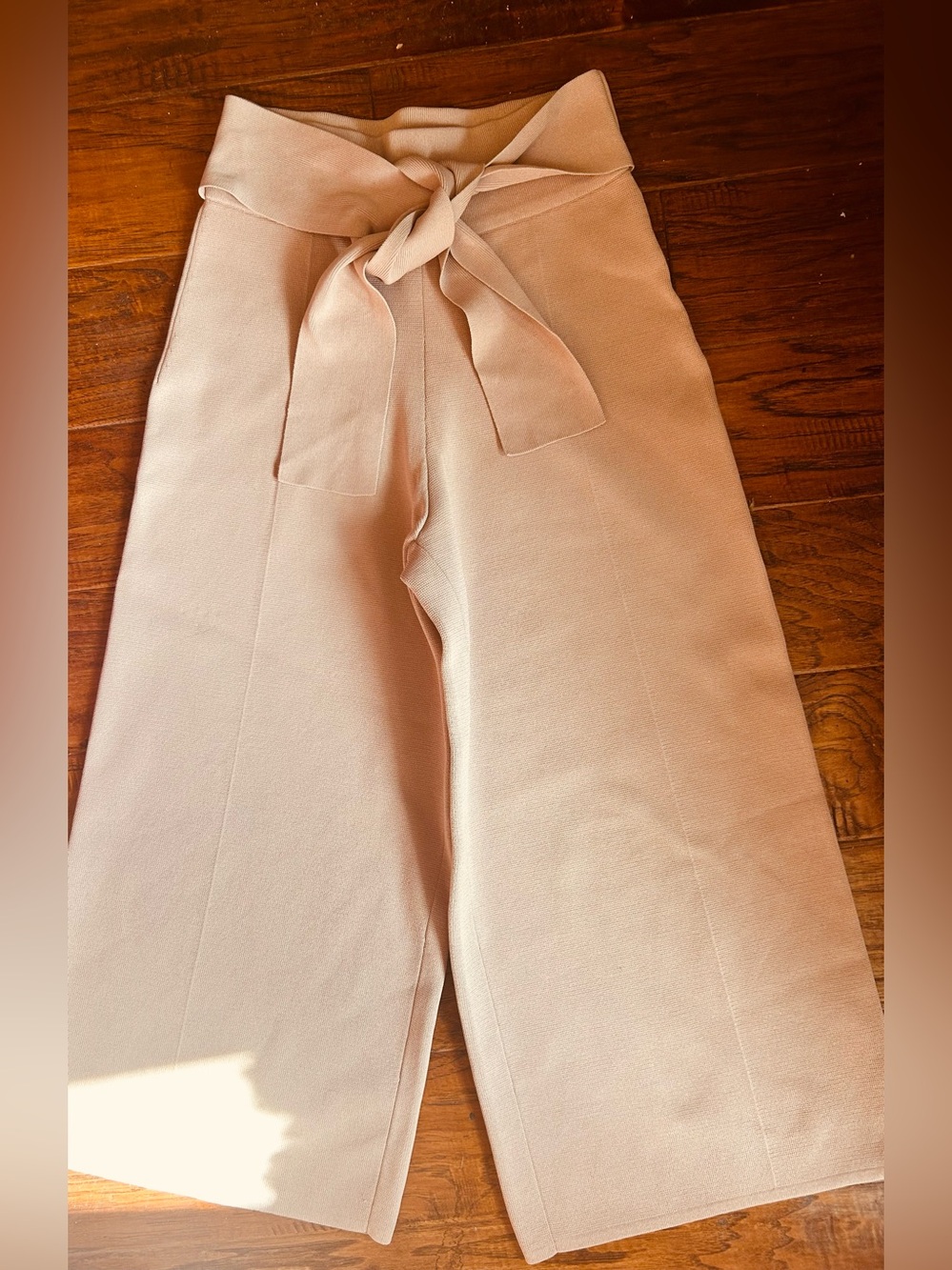 High-Waist Bandage Wide-Leg Pants - Blush